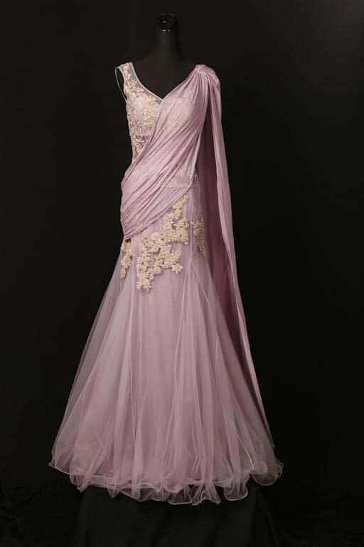 Gown and sari wedding dress